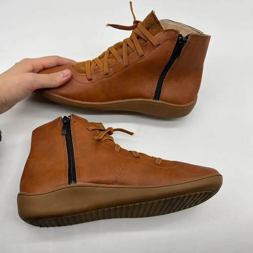 Ankle Boots Round Toe Casual Comfortable Lightweight Side Zipper Size 7US/ 38CN